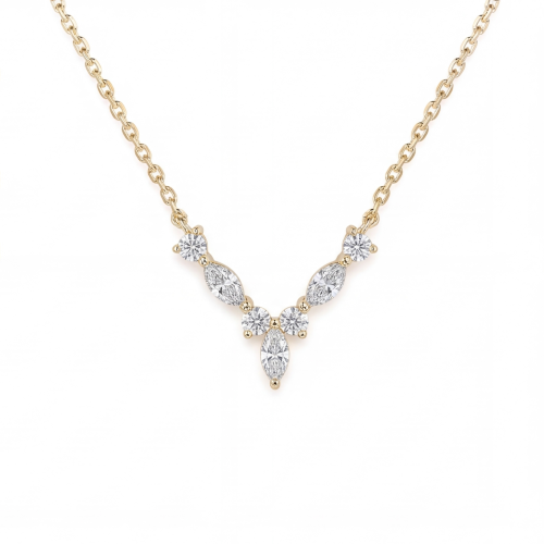 Adelina - elegant moissanite-halskjede med detaljer med marquiseslip