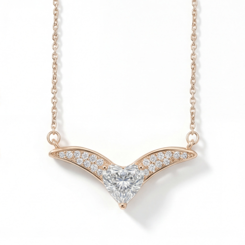 Vaneza - elegant V-formet moissanite-halskjede med pavé-aksenter