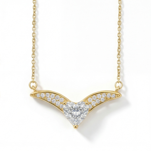 Vaneza - elegant V-formet moissanite-halskjede med pavé-aksenter