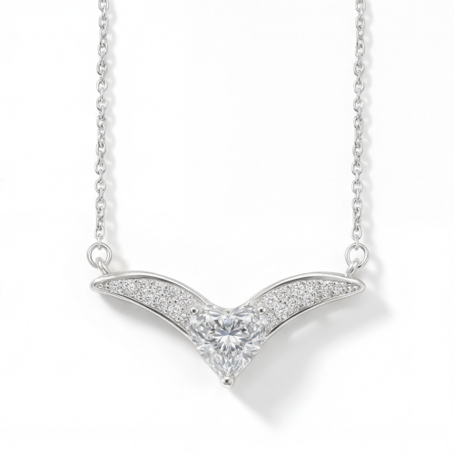 Vaneza - elegant V-formet moissanite-halskjede med pavé-aksenter