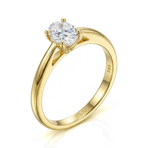 Eloise - oval ensteinsring med moissanite
