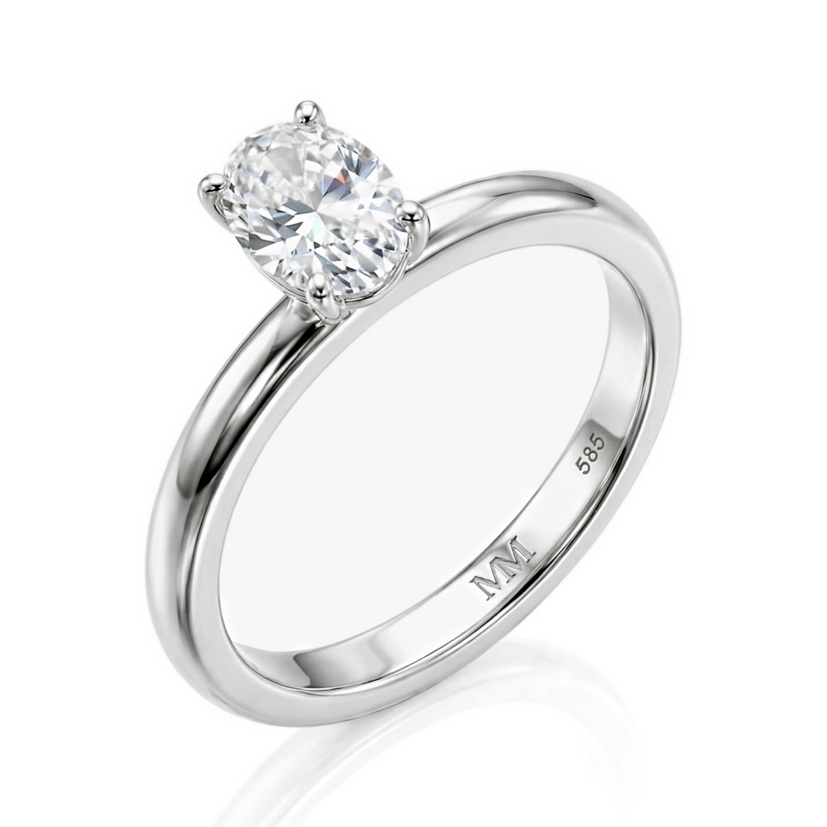 Ovalique - klassisk forlovelsesring utformet som ensteinsring med oval moissanite