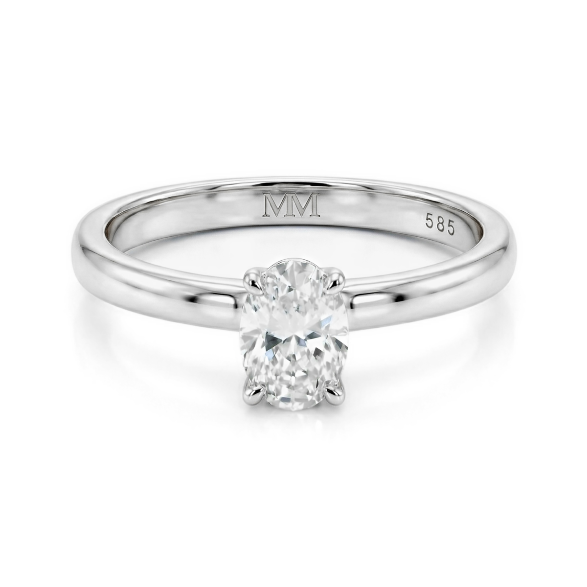 Ovalique - klassisk forlovelsesring utformet som ensteinsring med oval moissanite