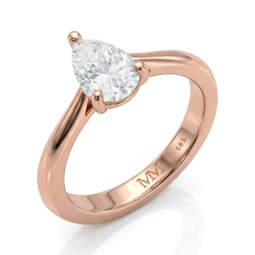 Larissa - ensteinsring med dråpeformet moissanite
