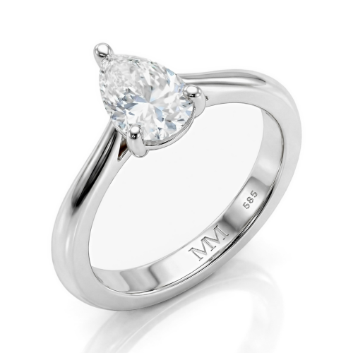 Larissa - ensteinsring med dråpeformet moissanite