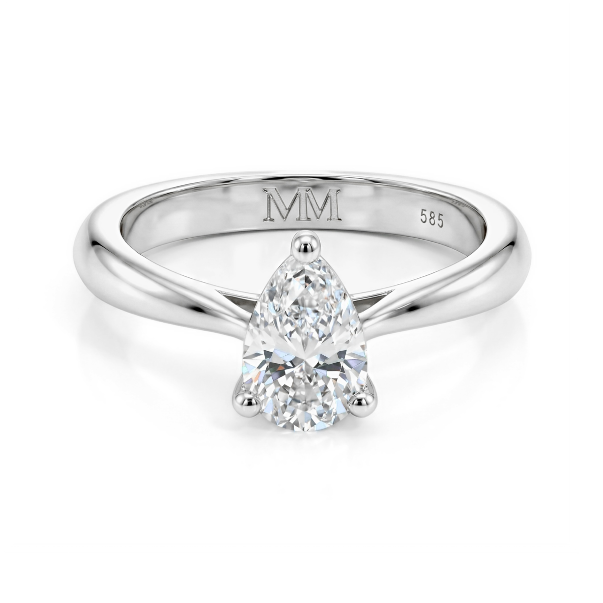 Larissa - ensteinsring med dråpeformet moissanite