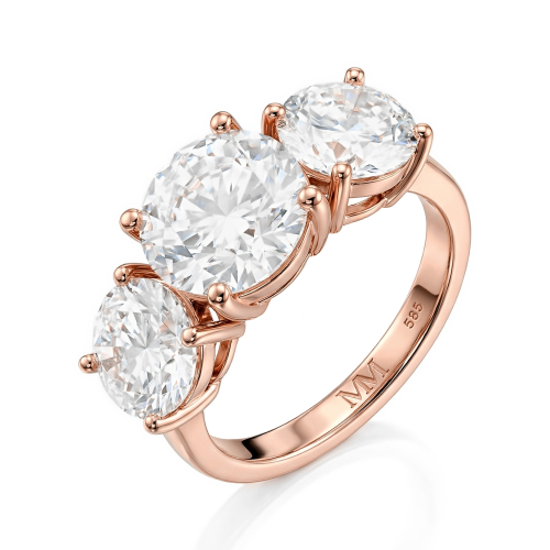 Triadique - klassisk tresteins-forlovelsesring med moissanite