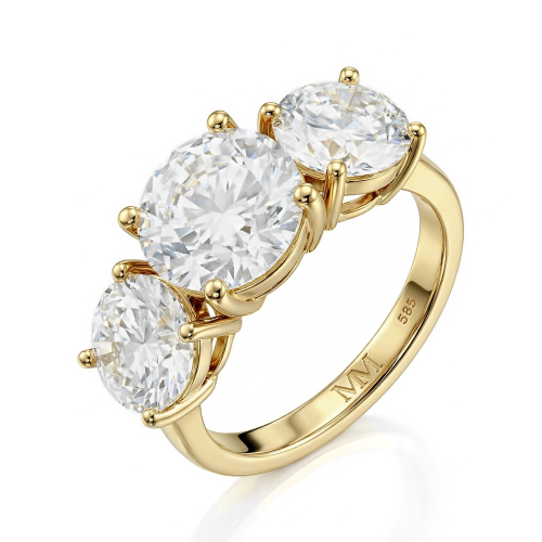 Triadique - klassisk tresteins-forlovelsesring med moissanite