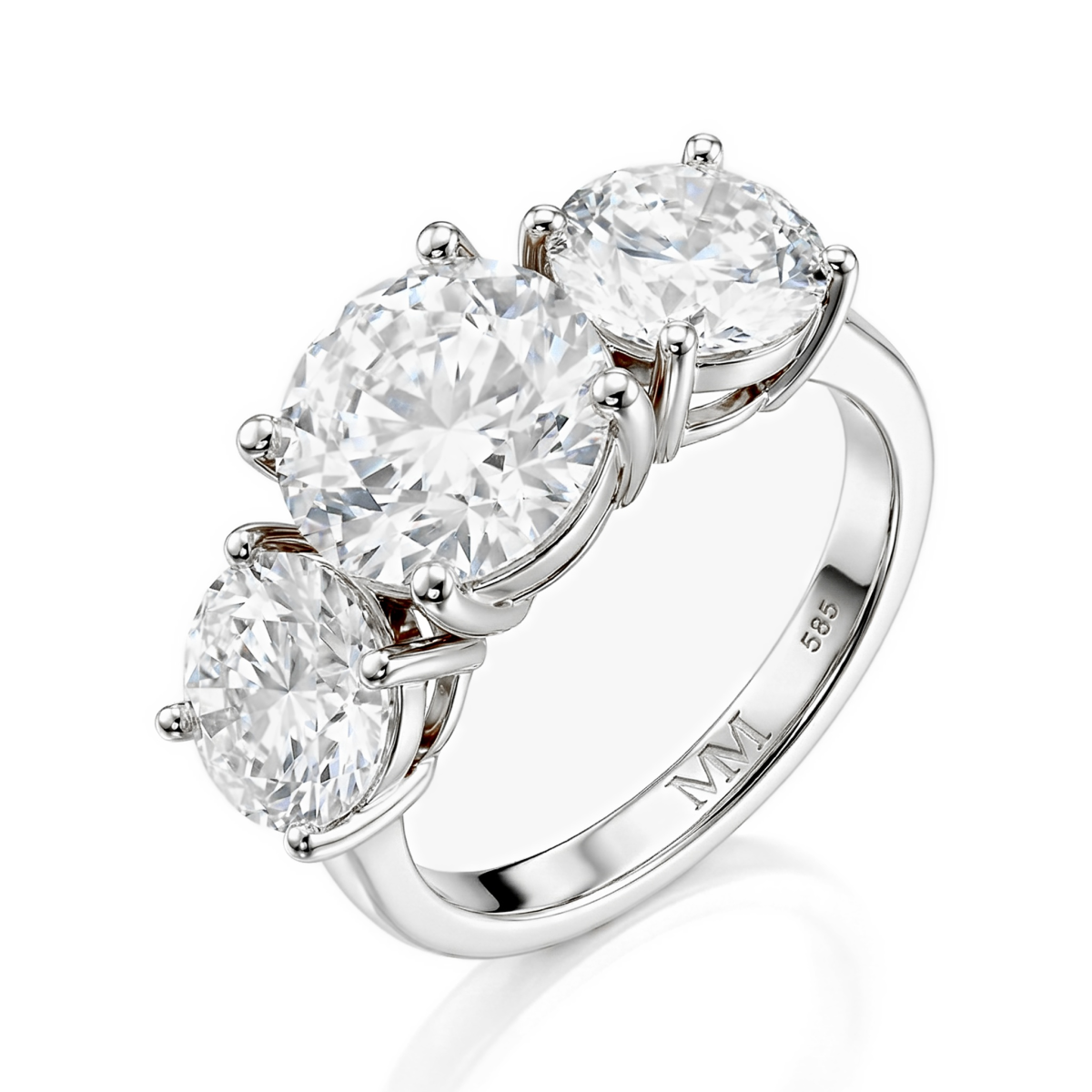 Triadique - klassisk tresteins-forlovelsesring med moissanite
