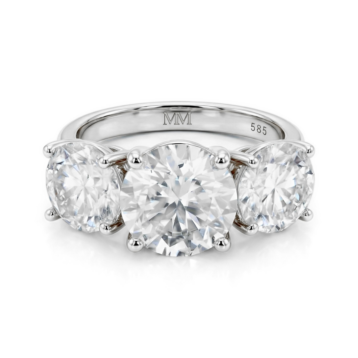 Triadique - klassisk tresteins-forlovelsesring med moissanite