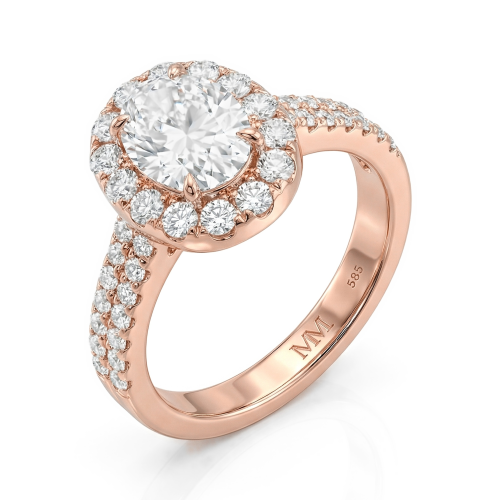 Ovalea - ring med ovalslipt moissanite og halo-pavé-design