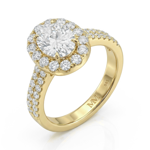 Ovalea - ring med ovalslipt moissanite og halo-pavé-design