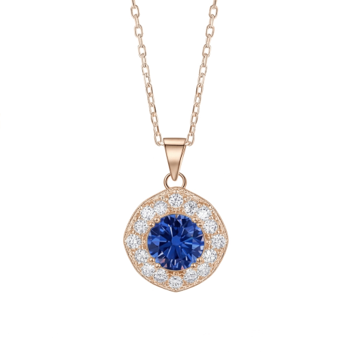 Purelle - haloanheng med kongeblå moissanite og lenkekjede