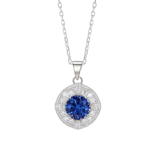 Purelle - haloanheng med kongeblå moissanite og lenkekjede