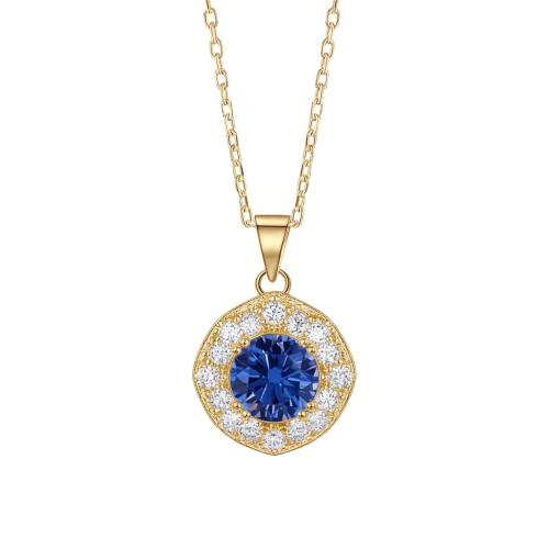Purelle - haloanheng med kongeblå moissanite og lenkekjede