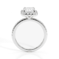 Esmeralda - ring med smaragdslipt moissanite, halo og sidesteiner