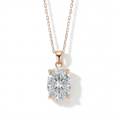 Ovaluxe - ovalt moissanite-anheng med elegant fireklofatning
