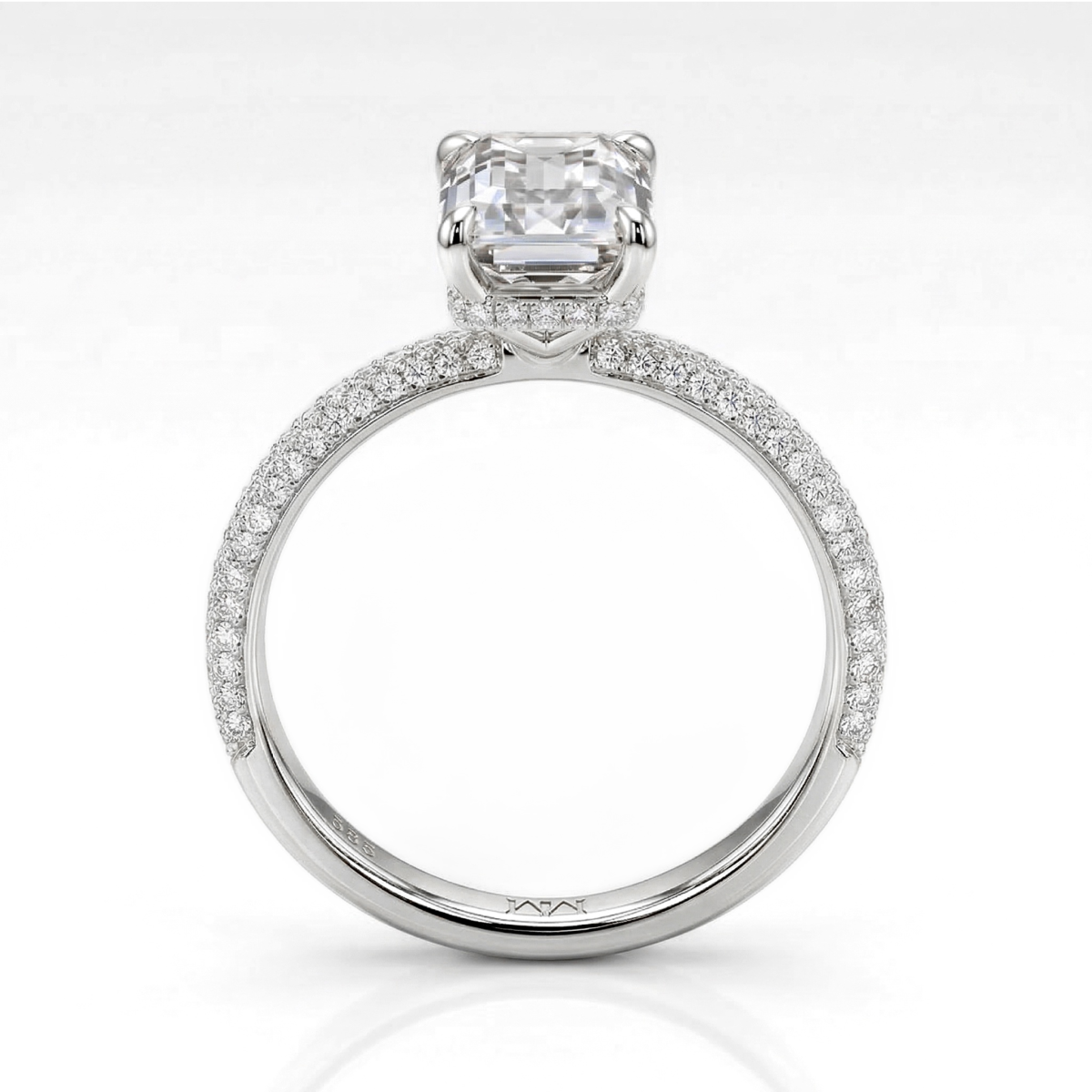Veridian - ring med smaragdslipt moissanite og pavéfattet ringskinne