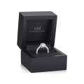 Plushette - forlovelsesring med moissanite i avlang puteslip, halo og ringskinne med mikropavé