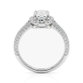 Plushette - forlovelsesring med moissanite i avlang puteslip, halo og ringskinne med mikropavé