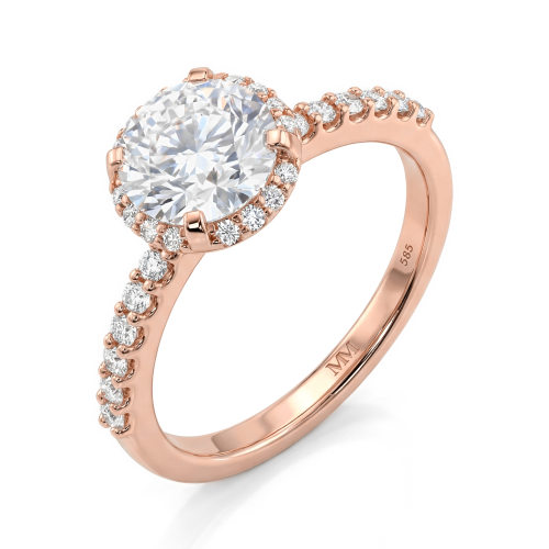 Glimmerette - luksuriøs ring med moissanite, halo og pavé-aksenter