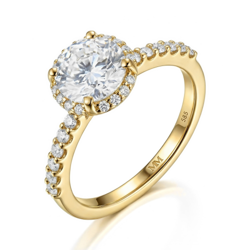 Glimmerette - luksuriøs ring med moissanite, halo og pavé-aksenter