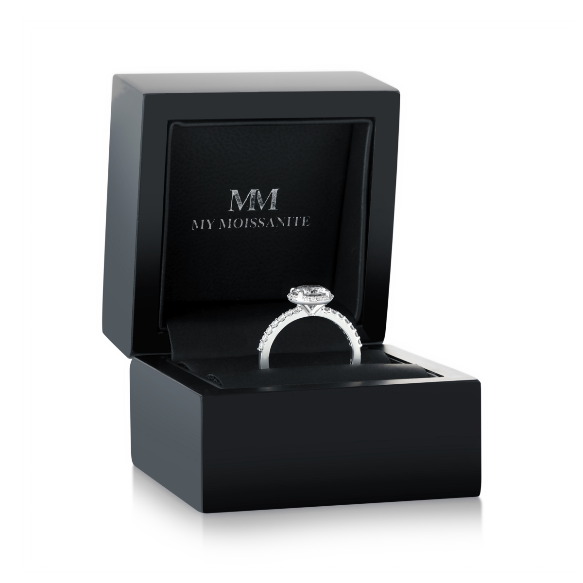 Glimmerette - luksuriøs ring med moissanite, halo og pavé-aksenter