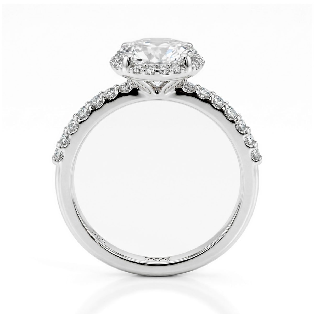 Glimmerette - luksuriøs ring med moissanite, halo og pavé-aksenter