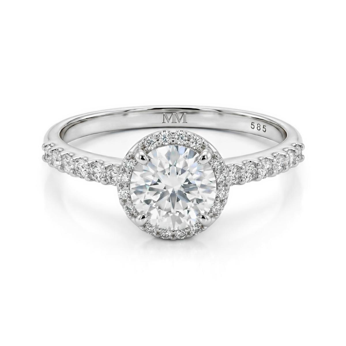 Glimmerette - luksuriøs ring med moissanite, halo og pavé-aksenter