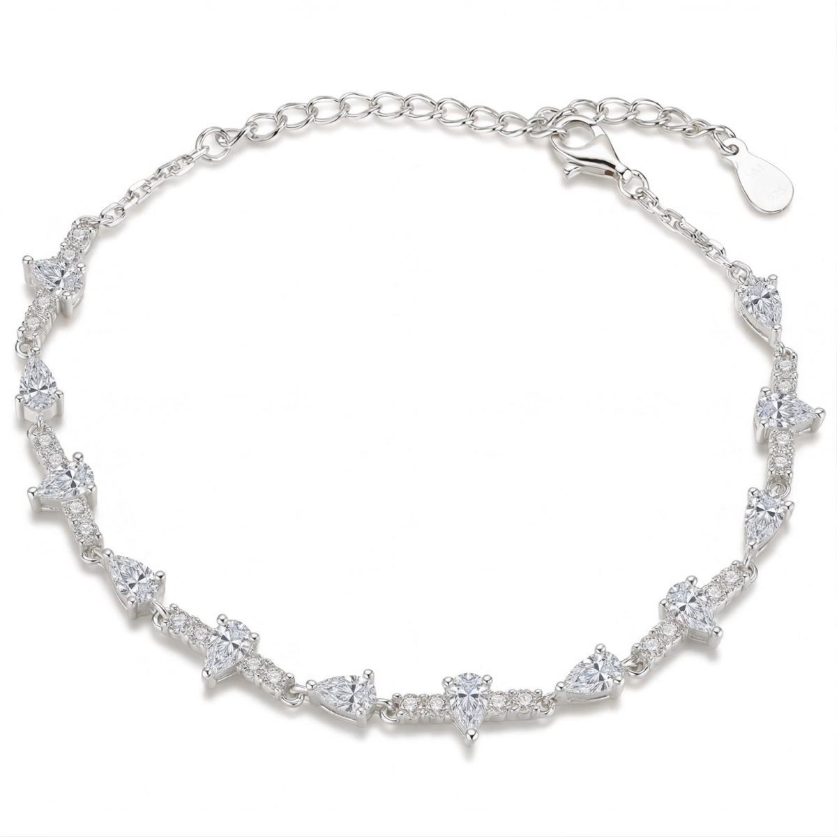 Perlette - armbånd med moissanite i dråpeformet slip og elegant symmetri
