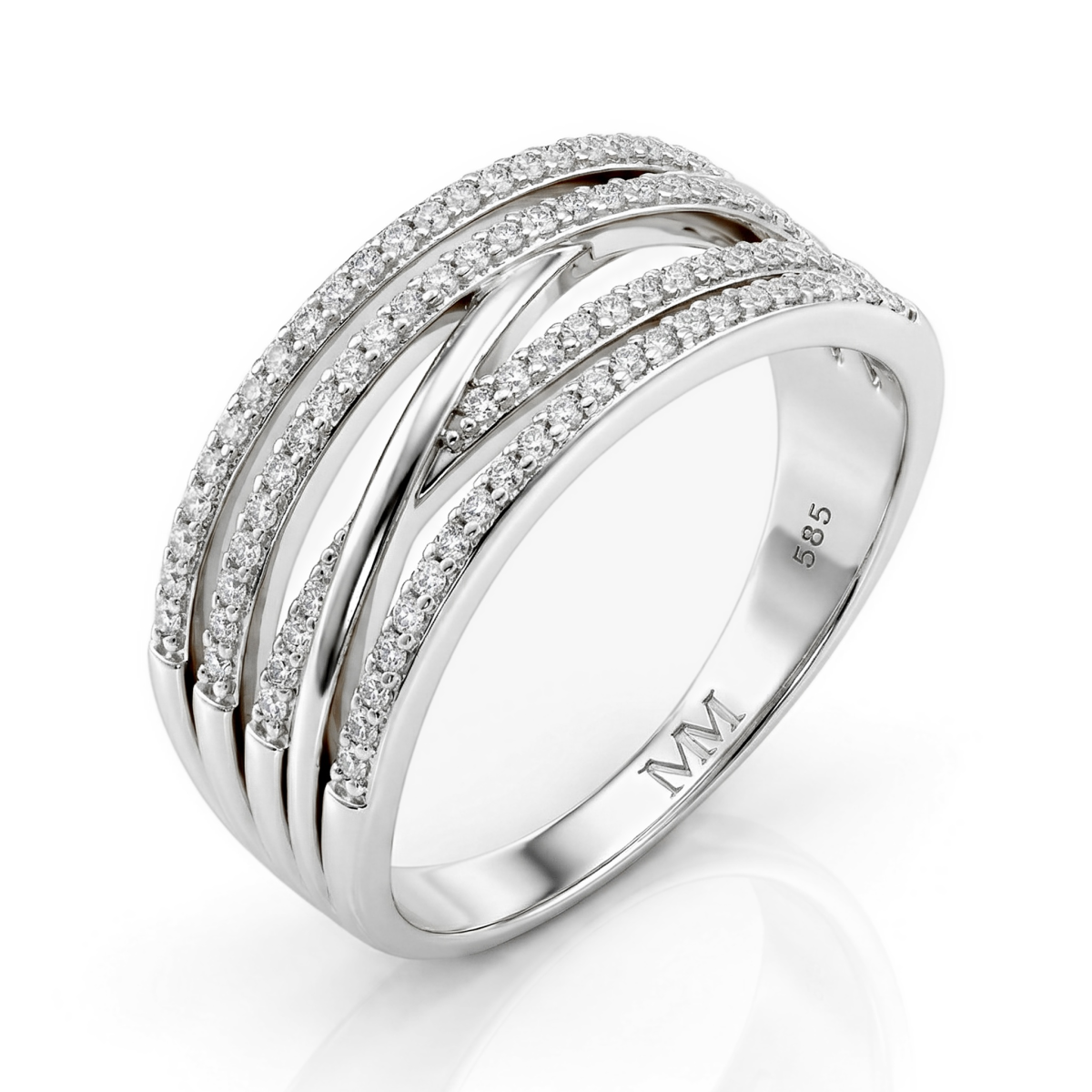 Estrella - ring med kryssende linjer og moissanite