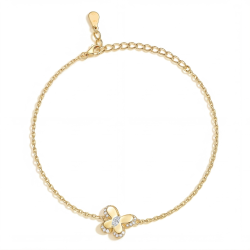 Bloomique - armbånd med charm, moissanite, blomstermotiv og glitrende aksenter