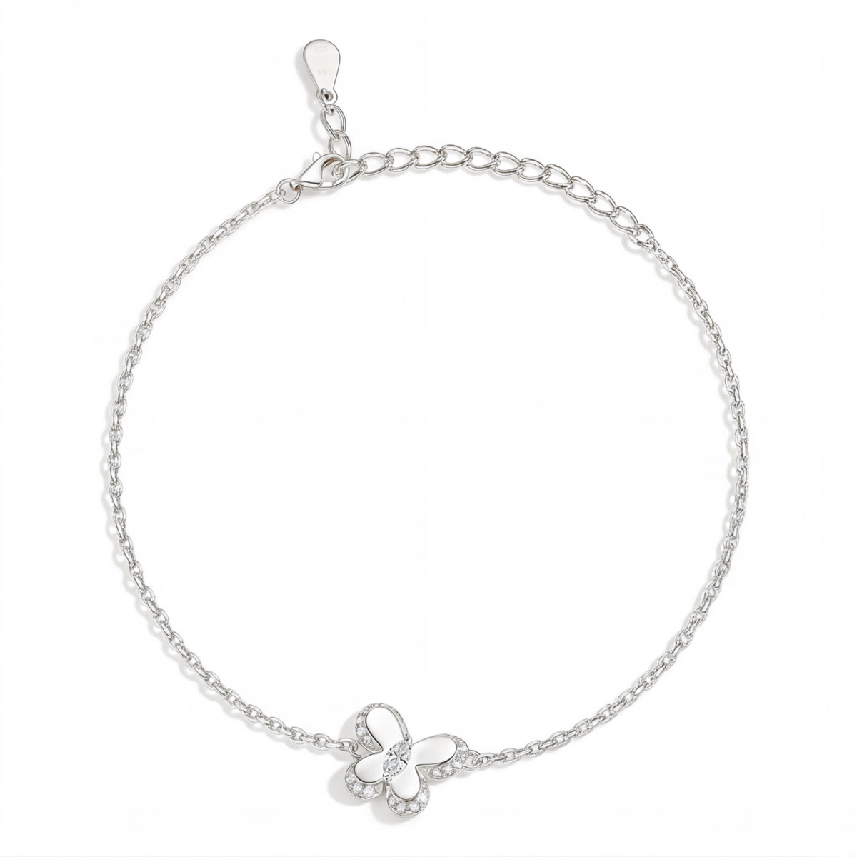 Bloomique - armbånd med charm, moissanite, blomstermotiv og glitrende aksenter