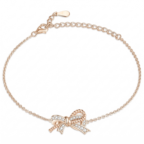 Ribbonique - tofarget moissanite-armbånd med dekorativ sløyfe og pavé-aksenter