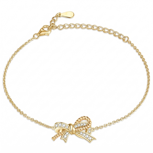 Ribbonique - tofarget moissanite-armbånd med dekorativ sløyfe og pavé-aksenter