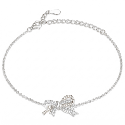 Ribbonique - tofarget moissanite-armbånd med dekorativ sløyfe og pavé-aksenter