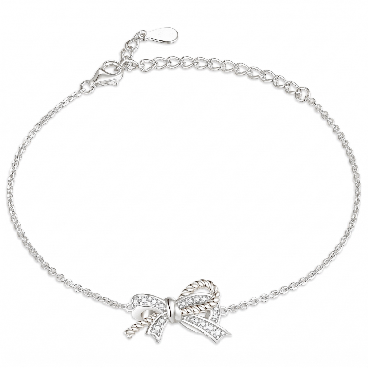 Ribbonique - tofarget moissanite-armbånd med dekorativ sløyfe og pavé-aksenter