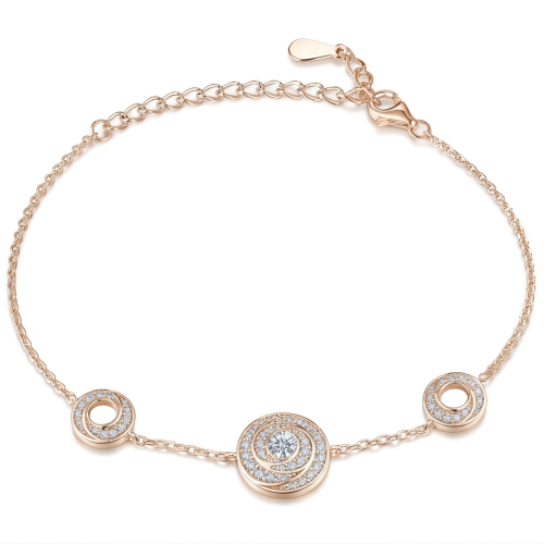 Cirquel - moissanite-armbånd med sammenkoblede smykkeelementer med dobbel halo