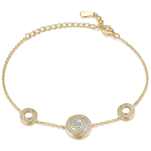 Cirquel - moissanite-armbånd med sammenkoblede smykkeelementer med dobbel halo