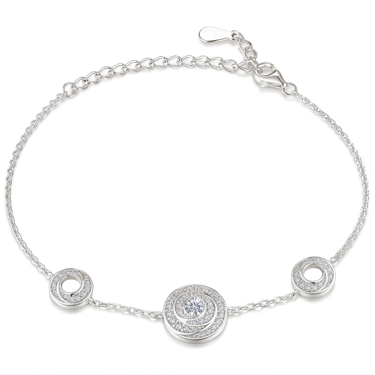 Cirquel - moissanite-armbånd med sammenkoblede smykkeelementer med dobbel halo