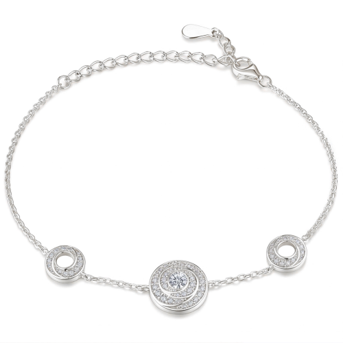 Cirquel - moissanite-armbånd med sammenkoblede smykkeelementer med dobbel halo