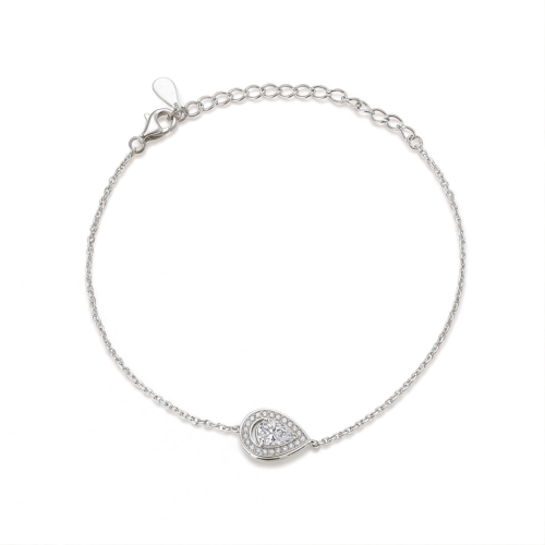 Peraise - armbånd med moissanite i dråpeformet slip og halo-lenkekjede