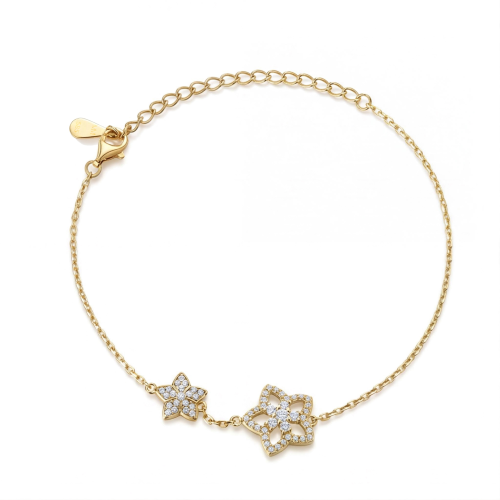 Fiorella - justerbart moissanite-armbånd med blomsterformet charm og pavéfatninger
