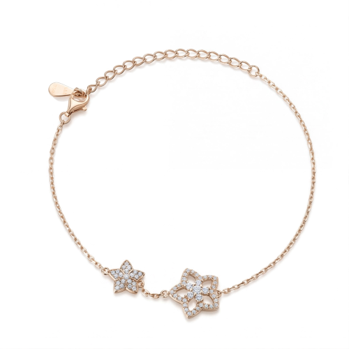 Fiorella - justerbart moissanite-armbånd med blomsterformet charm og pavéfatninger