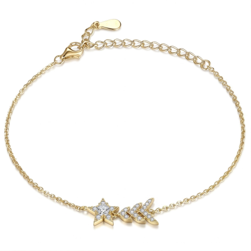 Stellaris - justerbart armbånd med stjerneformet charm med moissanite i pavéfatning