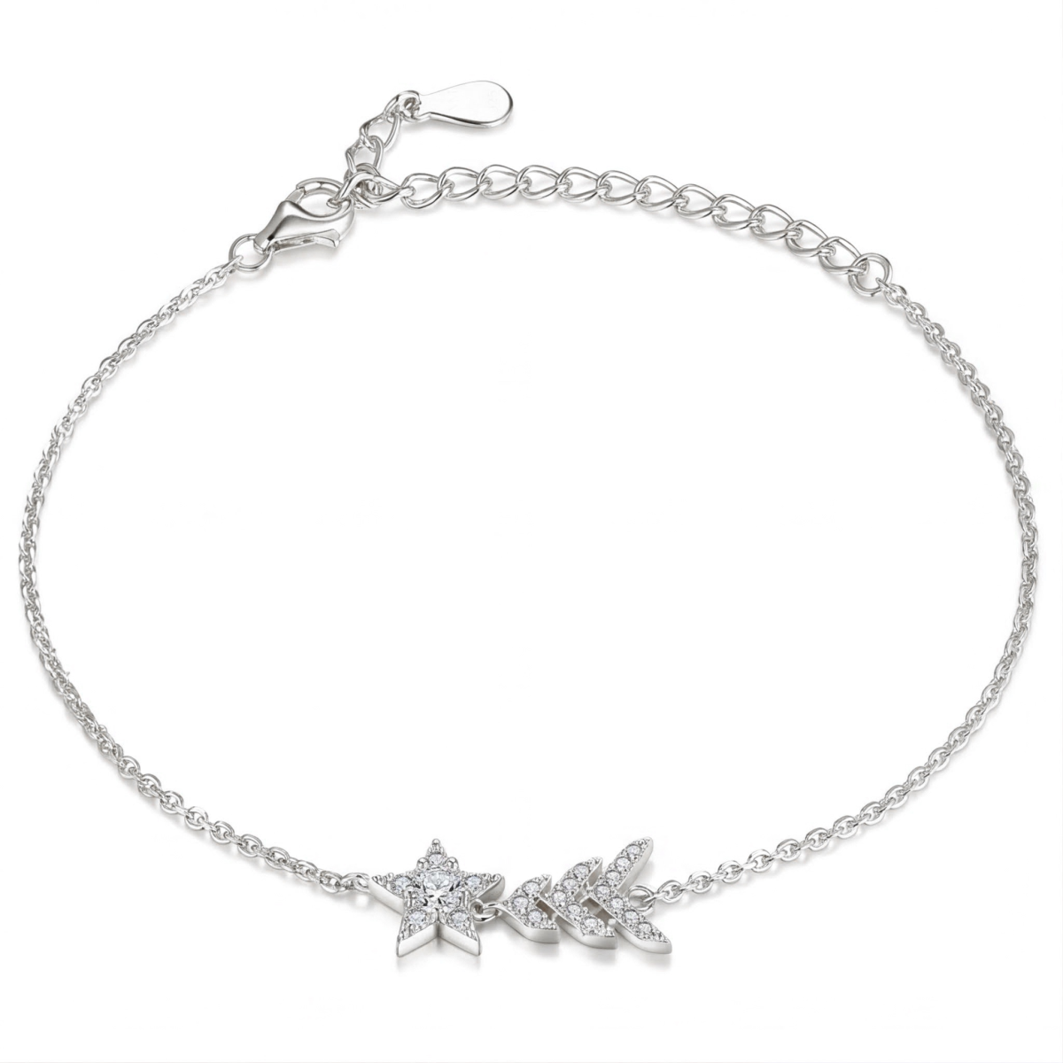 Stellaris - justerbart armbånd med stjerneformet charm med moissanite i pavéfatning