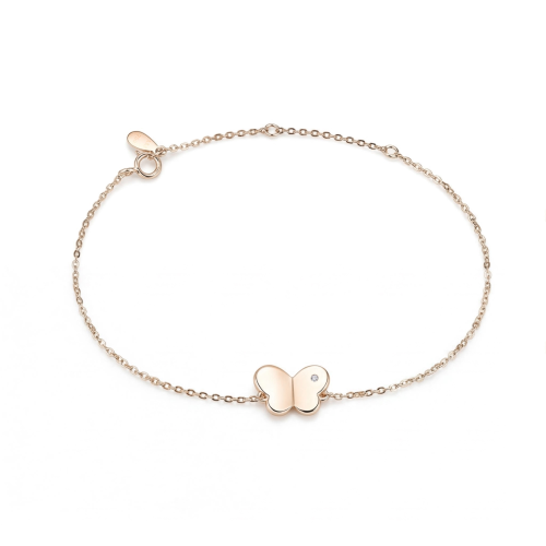Papillon - moissanite-armbånd med sommerfugl-charm og justerbar lenke