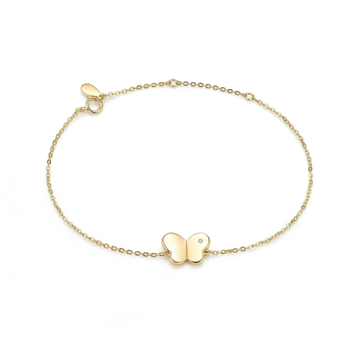 Papillon - moissanite-armbånd med sommerfugl-charm og justerbar lenke