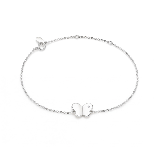 Papillon - moissanite-armbånd med sommerfugl-charm og justerbar lenke