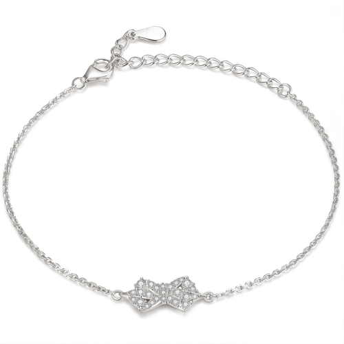 Gleamique - moissanite-armbånd med sløyfemotiv og justerbart kjede